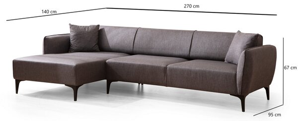Hanah Home Rohová sedacia súprava Belissimo 270 cm tmavosivá ľavá