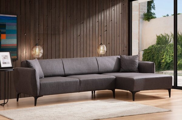 Hanah Home Rohová sedacia súprava Belissimo 270 cm tmavosivá pravá