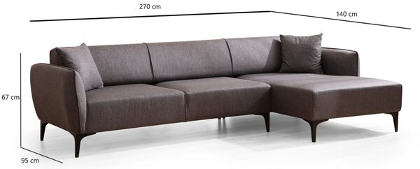 Hanah Home Rohová sedacia súprava Belissimo 270 cm tmavosivá pravá