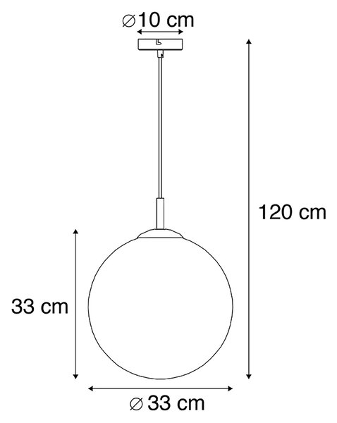 Inteligentné závesné svietidlo mosadzné s oceánovo modrým sklom 33 cm vrátane WiFi ST64 - Pallon