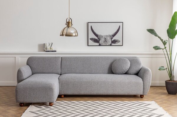 Hanah Home Rohová sedacia súprava Eddy 273 cm svetlosivá ľavá