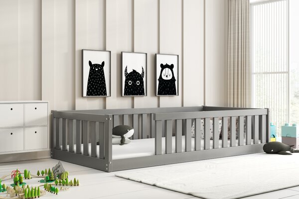 HRUŠKA Posteľ BELLA SIMA 190x90 Montessori z masívu – grafitová