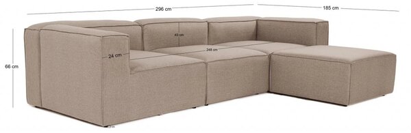 Hanah Home Rohová sedacia súprava Fora 296 cm hnedá pravá