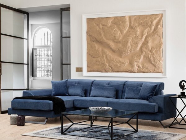 Hanah Home Rohová sedacia súprava Frido 308 cm modrá ľavá
