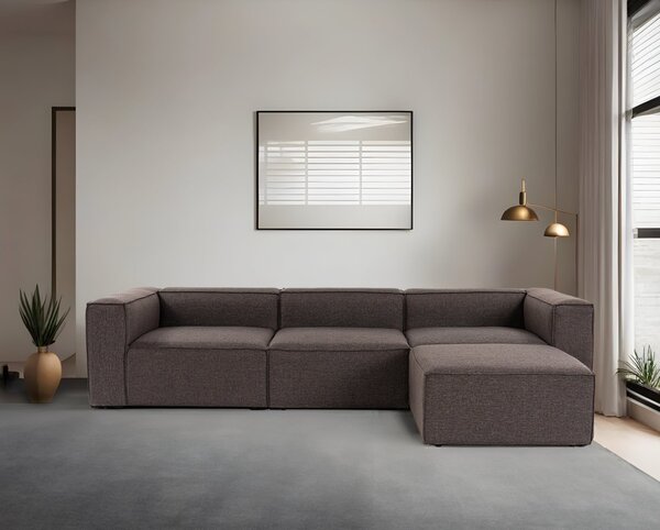 Hanah Home Rohová sedacia súprava Fora 296 cm tmavohnedá pravá