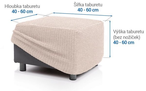 Super strečové poťahy RUBINIA smotanová taburetka (40 - 60 cm)