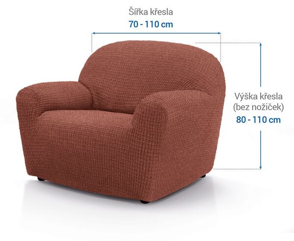Super strečové poťahy RUBINIA tehlová kreslo (š. 70 - 110 cm)