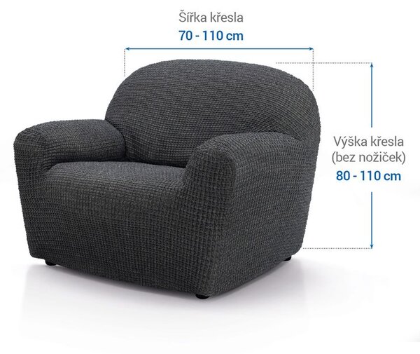 Super strečové poťahy RUBINIA antracitová kreslo (š. 70 - 110 cm)