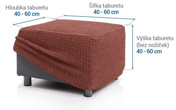 Super strečové poťahy RUBINIA tehlová taburetka (40 - 60 cm)