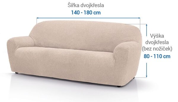 Super strečové poťahy RUBINIA smotanová dvojkreslo (š. 140 - 180 cm)