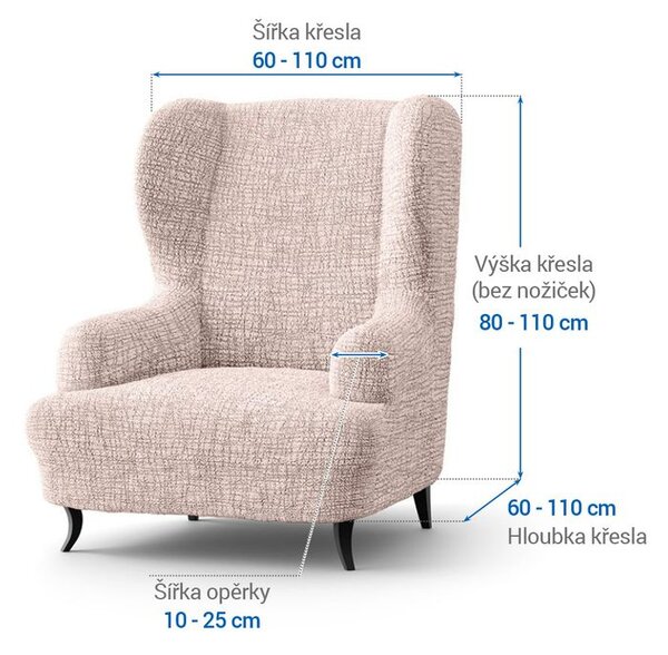 Bielastické poťahy GRAFITI NOVÉ béžové kreslo ušiak (š. 60 - 110 cm)
