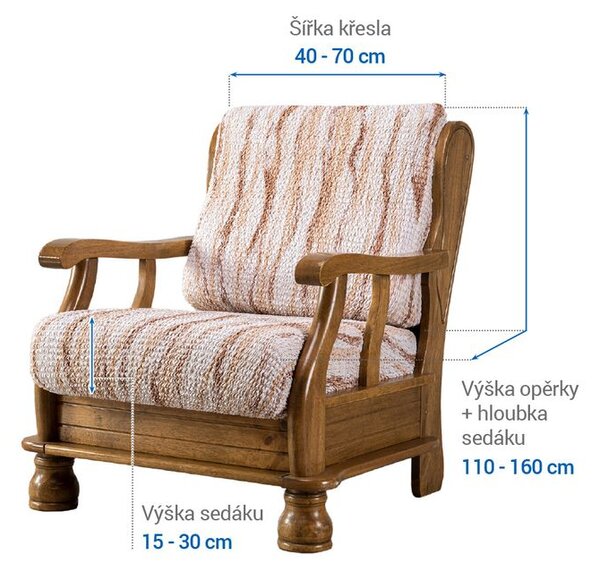 Bielastické poťahy OCEANO NOVÉ béžové kreslo s drevenými rúčkami (š. 40 - 70 cm)
