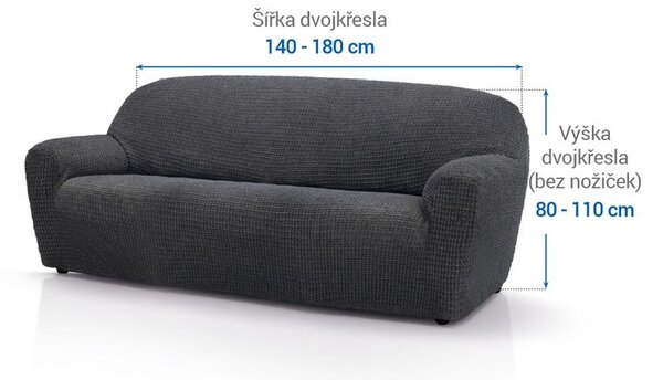 Super strečové poťahy RUBINIA antracitová dvojkreslo (š. 140 - 180 cm)