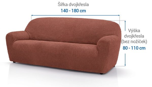 Super strečové poťahy RUBINIA tehlová dvojkreslo (š. 140 - 180 cm)
