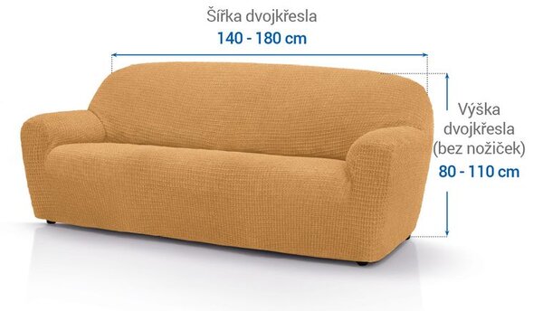 Super strečové poťahy RUBINIA zlatá dvojkreslo (š. 140 - 180 cm)