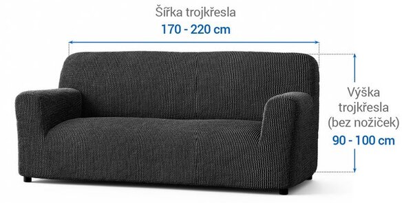 Bielastické poťahy COSTINA antracit trojkreslo (š. 170 - 220 cm)