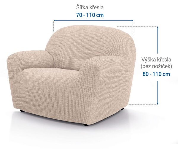 Super strečové poťahy RUBINIA smotanová kreslo (š. 70 - 110 cm)