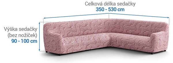 Bielastické poťahy BRILLANTE bordó rohová sedačka (š. 350 - 530 cm)