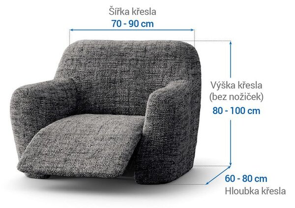 Bielastické poťahy VITTORIA šedá relaxačné kreslo (š. 70 - 90 cm)