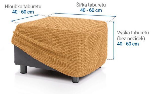 Super strečové poťahy RUBINIA zlatá taburetka (40 - 60 cm)