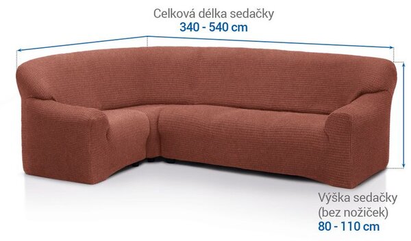 Super strečové poťahy RUBINIA tehlová rohová sedačka (š. 340 - 540 cm)