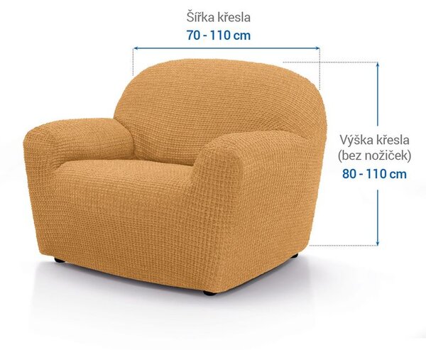 Super strečové poťahy RUBINIA zlatá kreslo (š. 70 - 110 cm)