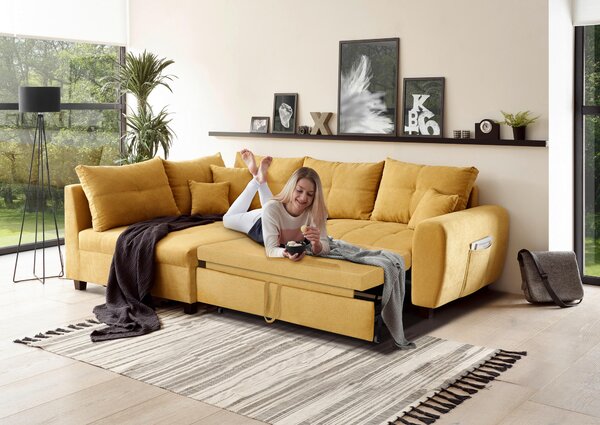 ROHOVÁ SEDAČKA, textil, kompozitné drevo, žltá MID.YOU - Sedačky, Online Only