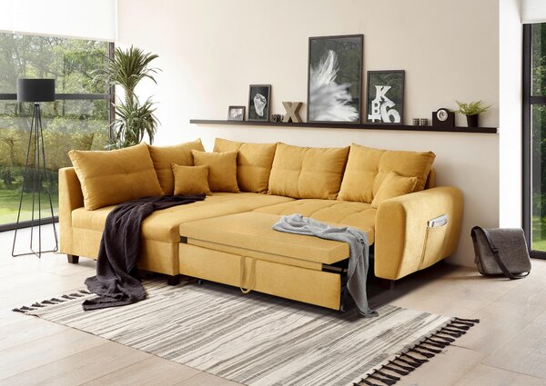 ROHOVÁ SEDAČKA, textil, kompozitné drevo, žltá MID.YOU - Sedačky, Online Only