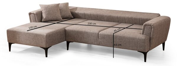 Hanah Home Rohová sedacia súprava Hamlet 270 cm svetlohnedá ľavá