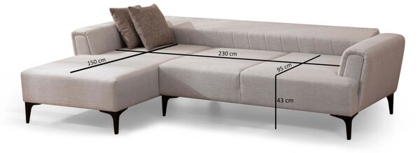 Hanah Home Rohová sedacia súprava Hamlet 270 cm ecru ľavá