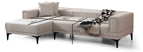 Hanah Home Rohová sedacia súprava Horizon 250 cm ecru ľavá