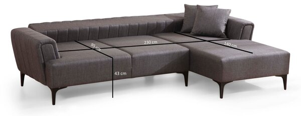 Hanah Home Rohová sedacia súprava Hamlet 270 cm tmavosivá pravá