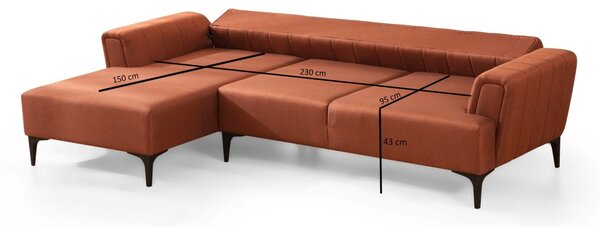 Hanah Home Rohová sedacia súprava Hamlet 270 cm tehlová ľavá