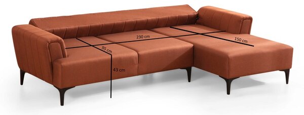 Hanah Home Rohová sedacia súprava Hamlet 270 cm tehlová pravá