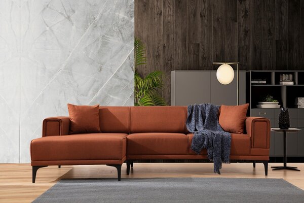 Hanah Home Rohová sedacia súprava Horizon 250 cm tehlová ľavá