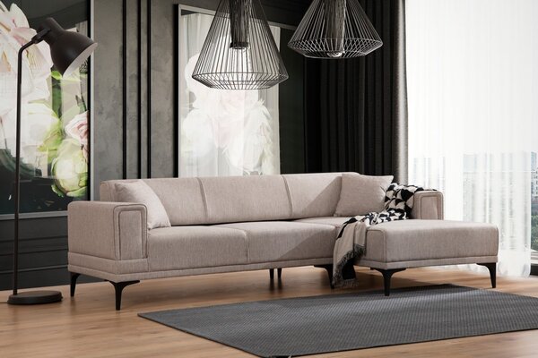 Hanah Home Rohová sedacia súprava Horizon 250 cm svetlohnedá pravá