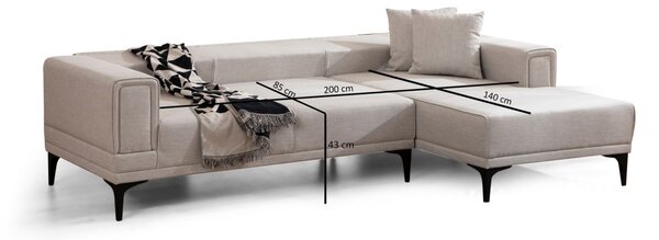 Hanah Home Rohová sedacia súprava Horizon 250 cm ecru pravá