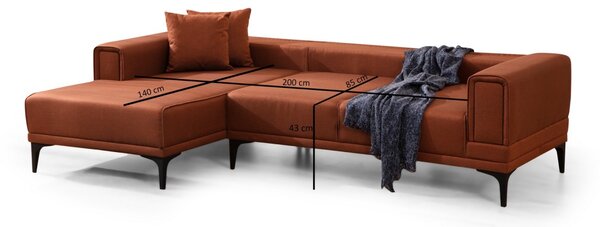 Hanah Home Rohová sedacia súprava Horizon 250 cm tehlová ľavá