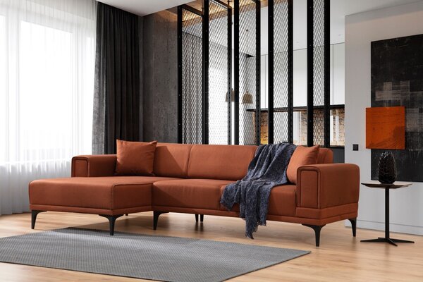 Hanah Home Rohová sedacia súprava Horizon 250 cm tehlová ľavá