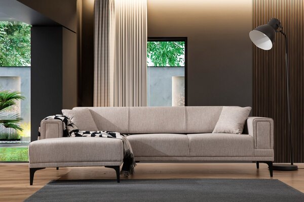 Hanah Home Rohová sedacia súprava Horizon 250 cm svetlohnedá ľavá