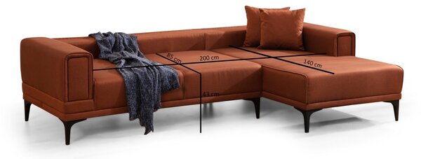 Hanah Home Rohová sedacia súprava Horizon 250 cm tehlová pravá