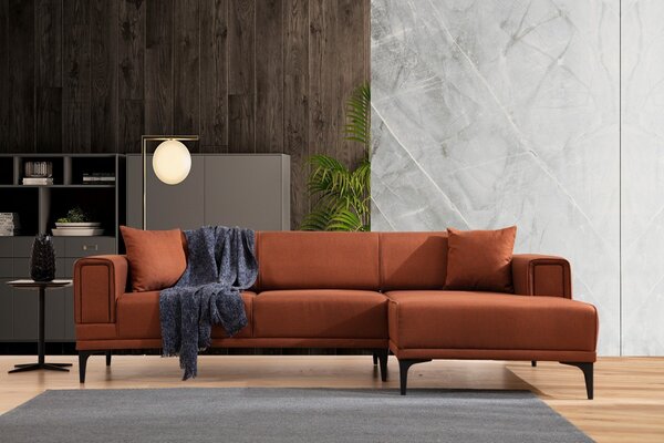Hanah Home Rohová sedacia súprava Horizon 250 cm tehlová pravá