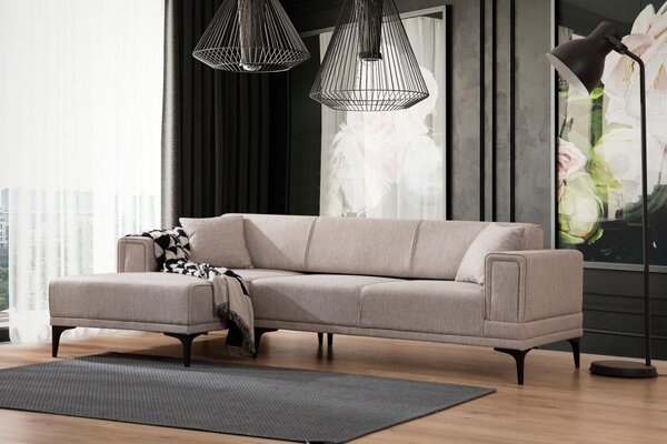 Hanah Home Rohová sedacia súprava Horizon 250 cm svetlohnedá ľavá