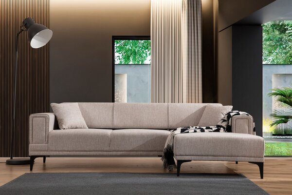 Hanah Home Rohová sedacia súprava Horizon 250 cm svetlohnedá pravá