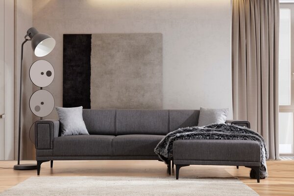 Hanah Home Rohová sedacia súprava Horizon 250 cm tmavosivá pravá