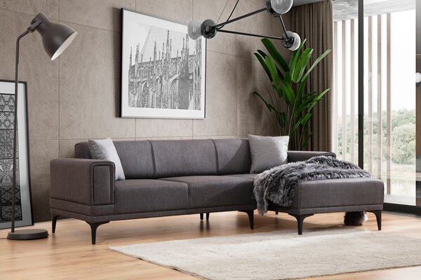 Hanah Home Rohová sedacia súprava Horizon 250 cm tmavosivá pravá