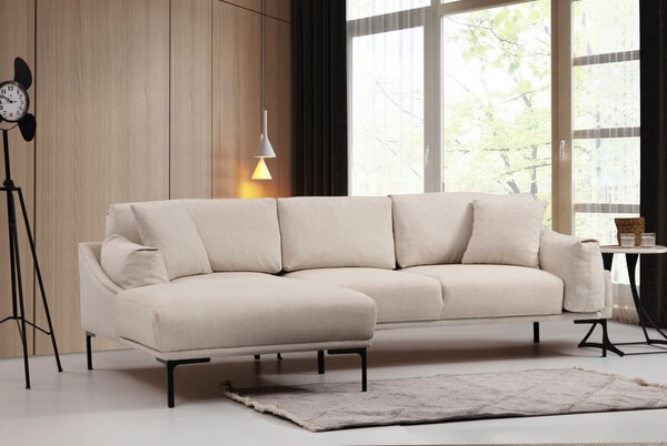 Hanah Home Rohová sedacia súprava Leo 255 cm krémová ľavá