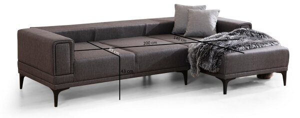 Hanah Home Rohová sedacia súprava Horizon 250 cm tmavosivá pravá