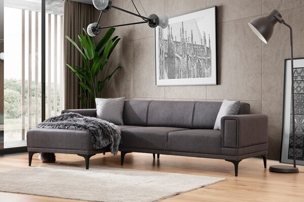 Hanah Home Rohová sedacia súprava Horizon 250 cm tmavosivá ľavá