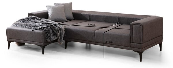 Hanah Home Rohová sedacia súprava Horizon 250 cm tmavosivá ľavá